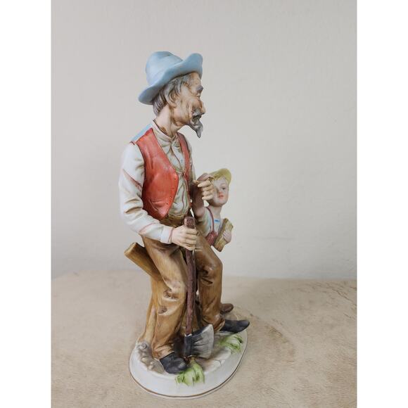 Lefton Bisque Grandpa & Boy Figurine 11" Tall Ceramic #5304 Home Decor Vintage - Picture 10 of 12